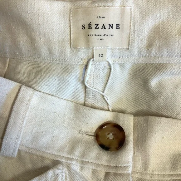 Sezane Alberello Ecru Shorts FR 42 Size 10  New - Picture 10 of 12